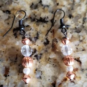 NWT Copper and clear bead earrings
